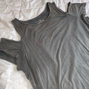 Grey cold shoulder top